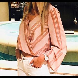 Abbeline Pink Crepe Top Size XS